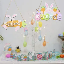 Easter Color Gnome Bunny Welcome Home Slogan Wooden Craft Ornaments