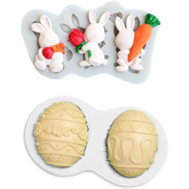 2PCS 3D Easter Egg Bunny Carrot Silicone Non-Stick Molds DIY Baking Moulds