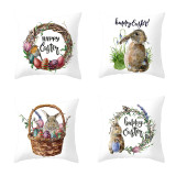 Easter Theme Pillow Covers Colorful Easter Cartoon Rabbit Spring Pillow Cushion Cover