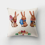 Easter Theme Pillow Covers Colorful Easter Eggs Cartoon Rabbits Bunny Pillow Cushion Cover