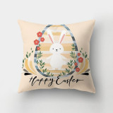 Easter Theme Pillow Covers Happy Easter Slogan Rabbits Pillow Cushion Cover
