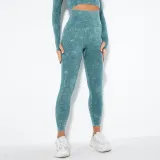 Women Cloud Printing Peach Lift Seamless Workout High Waisted Scrunch Butt Yoga Leggings