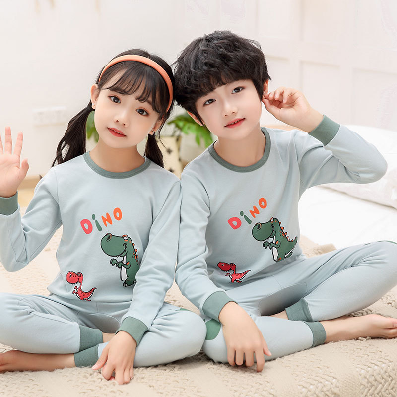 Kids Boy Prints Dinosaur Pajamas Sleepwear Set Long-sleeve Cotton Pjs