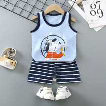 Toddler Kids Boy Stripe Dog Summer Vest Tops and Short Pant Sleepwear Set Cotton Pjs