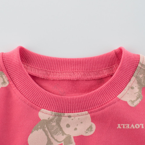 Girls Cute Bear Pattern Long Sleeve Blouse Cartoon Sweatshirts Tops