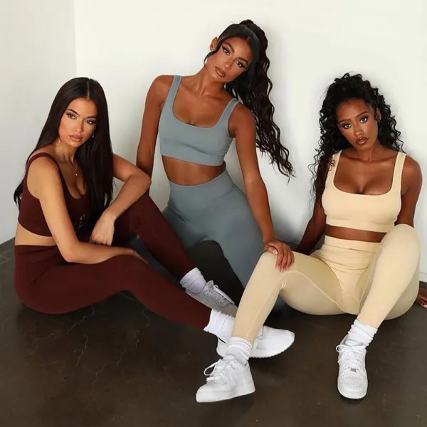 Women 2 Piece Seamless Sport Bra High Waist Yoga Leggings Sets
