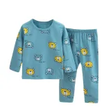 Kids Print Happy Bear Pajamas Sleepwear Set Long-sleeve Cotton Pjs