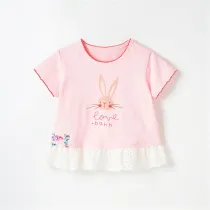 Girls Cute Rabbit & Cake Pattern Shirts Cartoon Tops