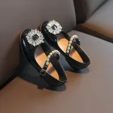 Toddler Girl Pearl Crystal Diamonds Rhinestone Flat Dress Shoes