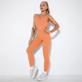 Women 2 Piece Seamless V-Neck Bra High Waist Yoga Leggings Sets