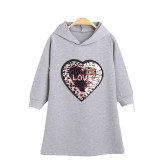 Toddler Girls Cartoon Heart Long Sleve Sweater Dress