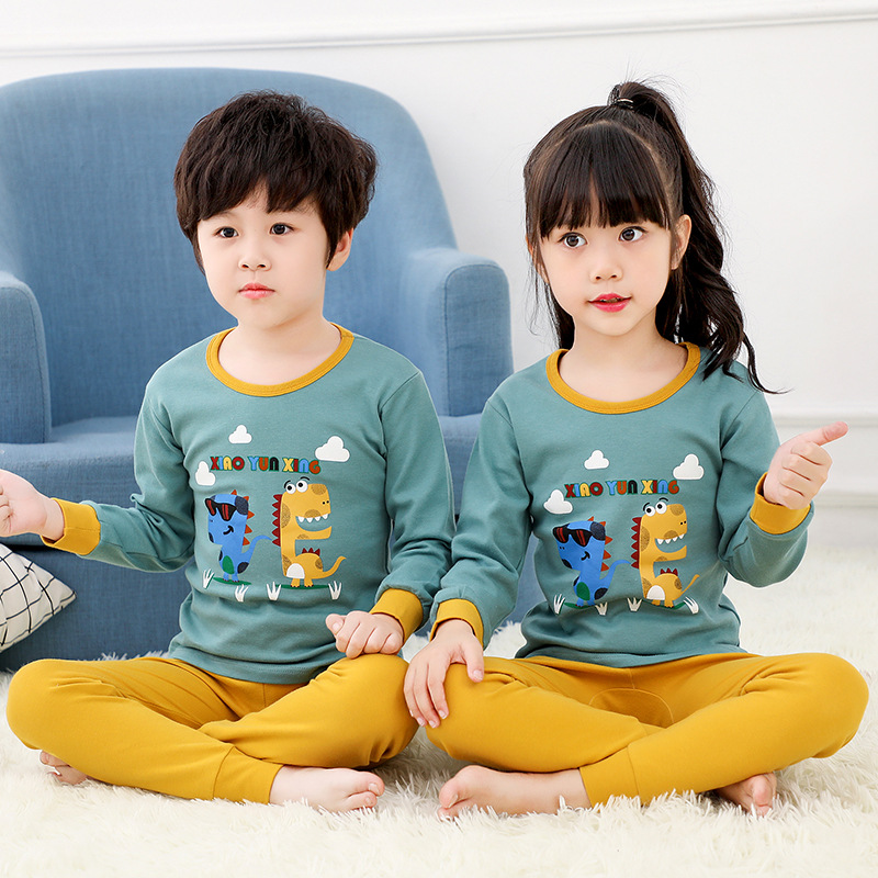 Kids Boy Print Dinosaur Pajamas Sleepwear Set Long-sleeve Cotton Pjs