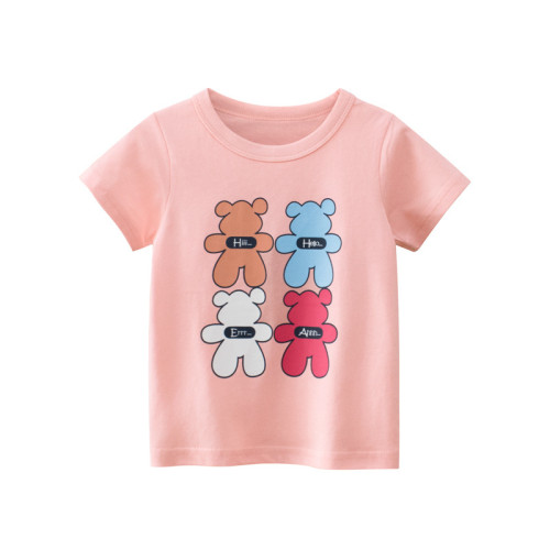 Girls Cute Bear Slogan Pattern T-shirts Cartoon T-shirt Tops