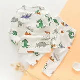 Kids Print Dinosaur Family Pajamas Sleepwear Set Long-sleeve Cotton Pjs