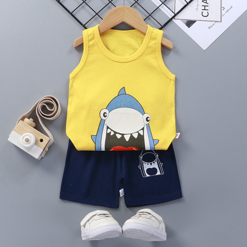 Toddler Kids Boy Prints Shark Summer Vest Tops and Short Pant Sleepwear Set Cotton Pjs