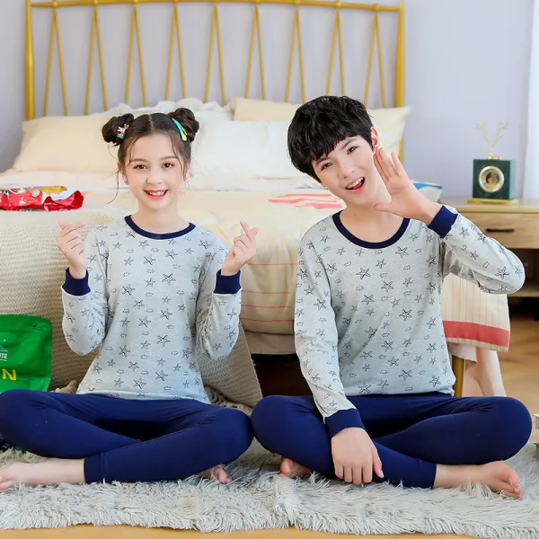 Kids Boy Prints Starfish Pajamas Sleepwear Set Long-sleeve Cotton Pjs