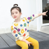 Girls Cute Sun Flower Pattern Blouse Cartoon Sweatshirts Tops