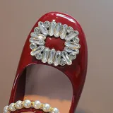 Toddler Girl Pearl Crystal Diamonds Rhinestone Flat Dress Shoes
