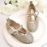 Toddler Girl Crystal Diamonds Bowknot Flat Dress Shoes