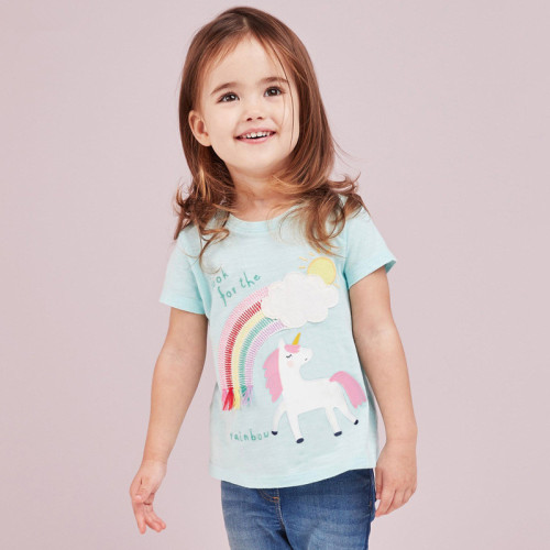 Girls Cute Rainbow Unicorn Pattern Shirts Cartoon Tops
