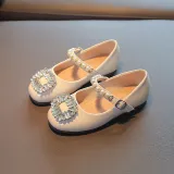 Toddler Girl Pearl Crystal Diamonds Rhinestone Flat Dress Shoes