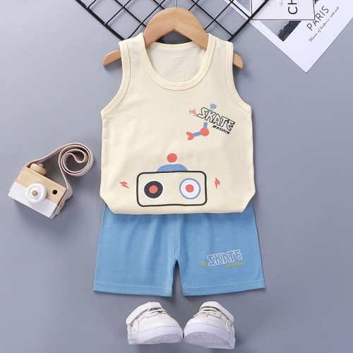 Toddler Kids Boy Walkman Summer Vest Tops and Short Pant Sleepwear Set Cotton Pjs