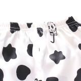 Toddler Kids Boy Prints Cow Short Sleeves Pajamas Rayon Silk Sleepwear Set
