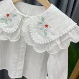 Girls Cute Lace Collar Pattern Blouse Cartoon T-shirt Tops