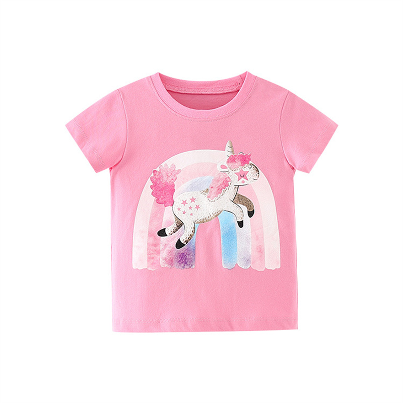 Girls Cute Rainbow Unicorn Pattern T-shirt Cartoon T-shirt Tops