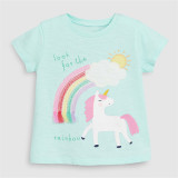 Girls Cute Rainbow Unicorn Pattern Shirts Cartoon Tops