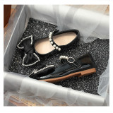Toddler Girl Pearl Crystal Diamond Bowknot PU Leather Flat Dress Shoes