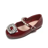 Toddler Girl Pearl Crystal Diamonds Rhinestone Flat Dress Shoes