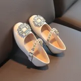 Toddler Girl Pearl Crystal Diamonds Rhinestone Flat Dress Shoes