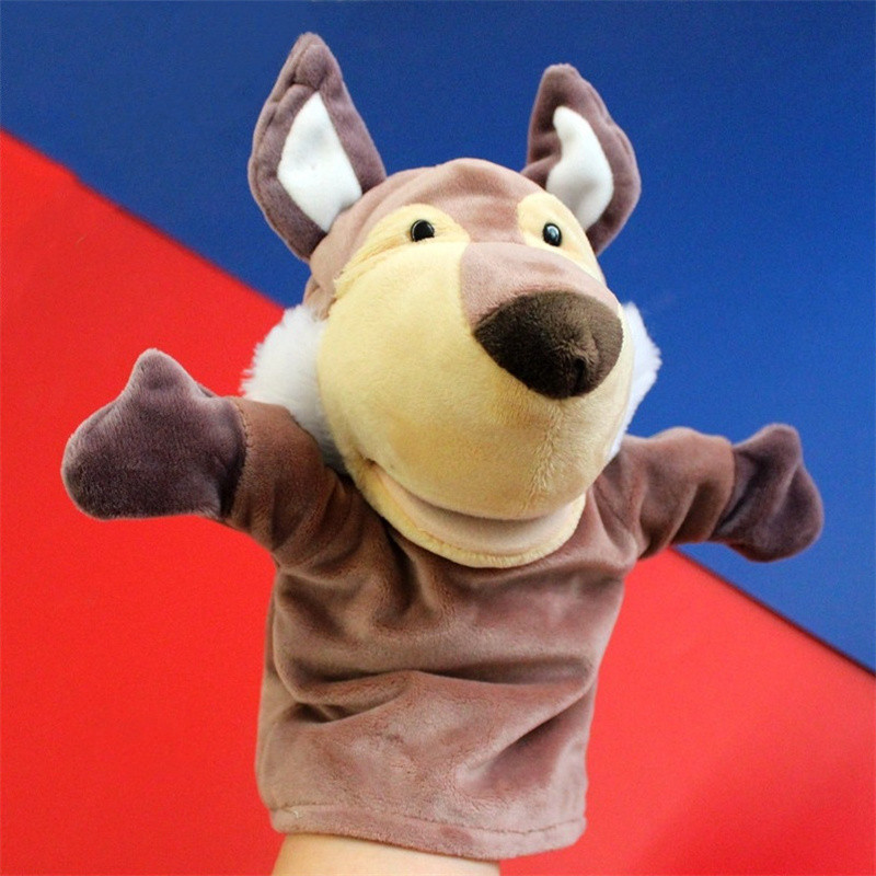 Brown Husky Hand Puppet Stuffed Plush Animal Doll For Kids Gift