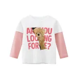 Girls Bear Pattern Printing Shirts Cartoon Blouse Long Sleeves Tops
