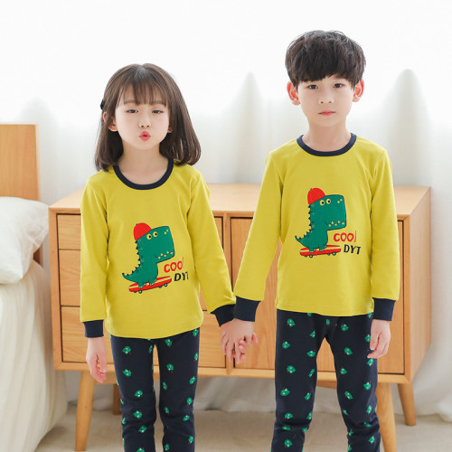 Kids Boy Print Skateboard Dinosaur Pajamas Sleepwear Set Long-sleeve Cotton Pjs