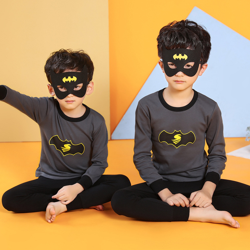 Kids Boy Print Bat Pajamas Sleepwear Set Long-sleeve Cotton Pjs