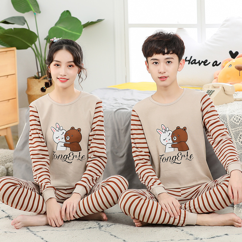 Kids Boy Prints Bear Rabbit Pajamas Sleepwear Set Long-sleeve Cotton Pjs