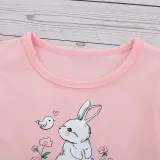 Toddler Girls Rabbit Pattern Flying Sleeves Mesh Dress
