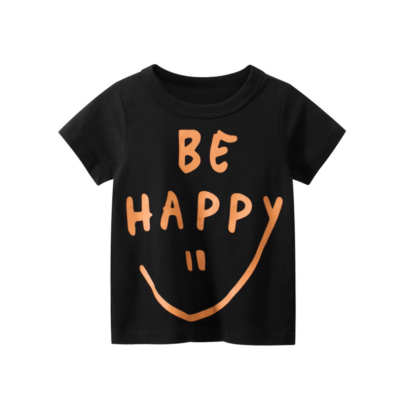 Girls Cute Happy Slogan Pattern T-shirts Cartoon T-shirt Tops