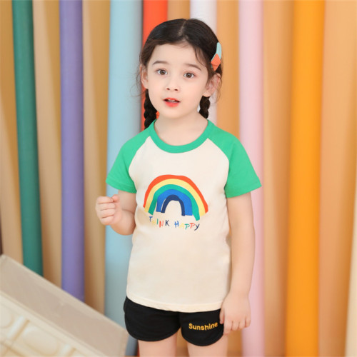 Girls Rainbow Pattern Shirts Cartoon Tops