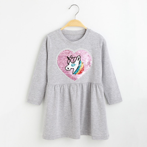 Toddler Girls Cartoon Unicorn Long Sleve Sweater Dress