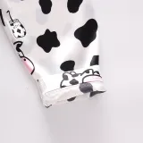 Toddler Kids Boy Prints Cow Short Sleeves Pajamas Rayon Silk Sleepwear Set