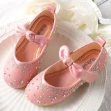 Toddler Girl Crystal Diamonds Bowknot Flat Dress Shoes