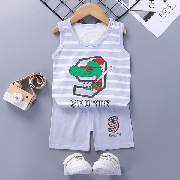 Toddler Kids Boy Baseball Dinosaur Summer Vest Tops and Short Pant Sleepwear Set Cotton Pjs