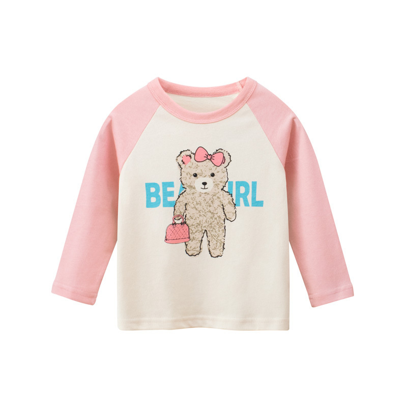 Girls Cute Bear Pattern Cartoon Blouse Long Sleeves Tee Tops