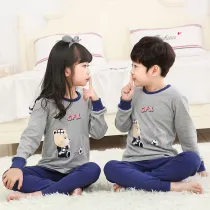 Kids Boy Print Football Bear Pajamas Sleepwear Set Long-sleeve Cotton Pjs