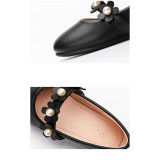 Toddler Girls PU Leather Pearl Flower Flat Dress Shoes