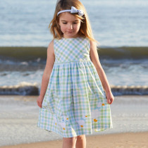Toddler Girls Sleeveless Green Plaid A-line Dress