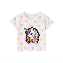 Girls Dots & Unicorn Pattern Shirts Cartoon Tops